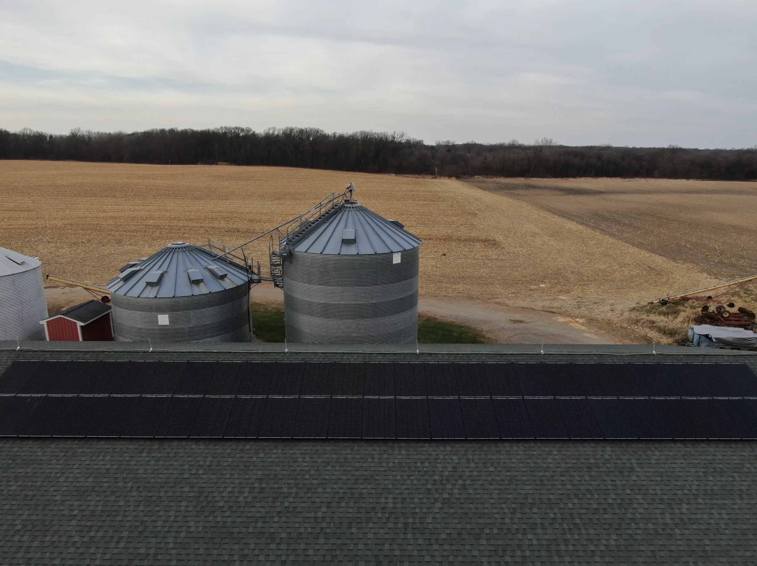 agricultural solar panels on a barn