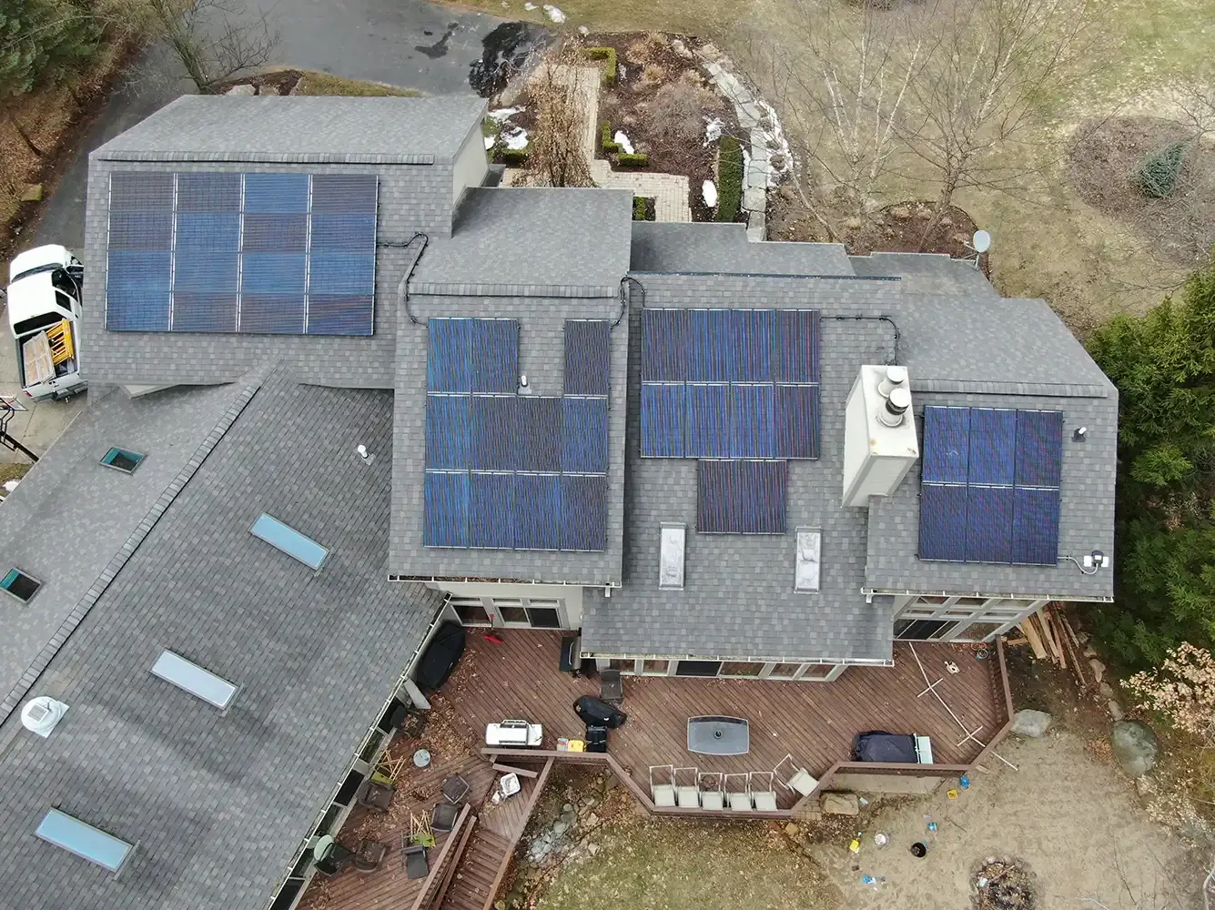 Residential solar panel install on a large home